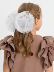 Серебряный школьный бант для волос, белый, 2 штуки