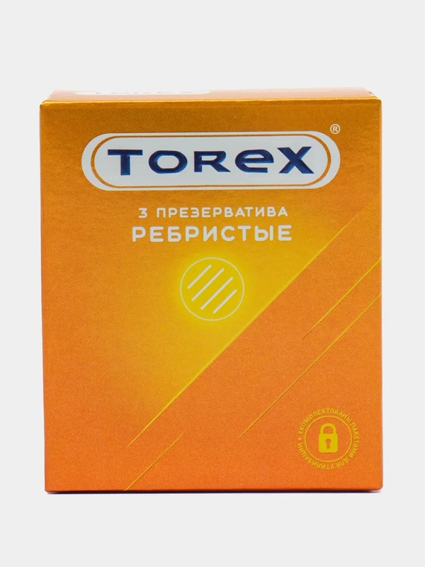 Презервативы ребристые с силиконовой интимной гель смазкой для секса Torex 3 штуки