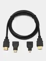 HDMI-кабель высокорскоростной 3 в 1 с переходниками / Mini HDMI / Micro HDMI / адаптер