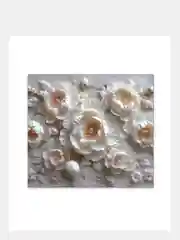 Серый фотообои 3D на стену флизелиновые "Пионы барельеф" 300х283 см, 8,49 м2, моющиеся виниловые