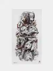 Вишнёвый временная тату "Волк", тату птицы, 21*14 см, переводная тату, цветные, черно-белые