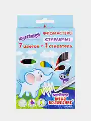 Фломастеры стираемые ЮНЛАНДИЯ "ЮНЫЙ ВОЛШЕБНИК", 7 цветов+1 стиратель