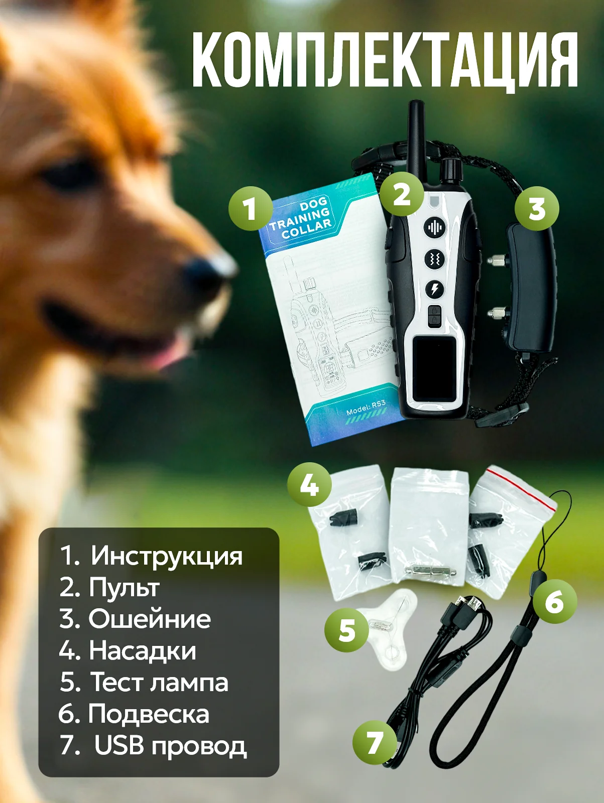 Белый электронный ошейник для дрессировки собак / Электроошейник