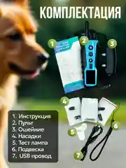Голубой электронный ошейник для дрессировки собак / Электроошейник