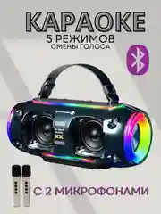 Синий портативная музыкальная караоке, колонка с подсветкой и микрофоном, подарок