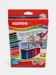 Фломастеры Kores, вентиляционный колпачок, 12 цветов