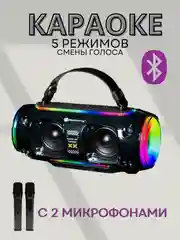 Черный портативная музыкальная караоке, колонка с подсветкой и микрофоном, подарок