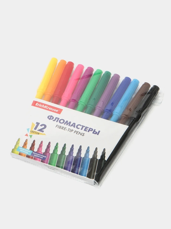 Фломастеры ErichKrause Basic, 12 цветов, вентилируемый колпачок
