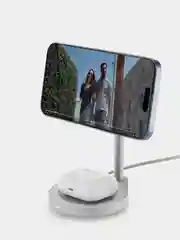 Серебряный беспроводное зарядное устройство uBear Stage, док-станция 2-в-1, MagSafe, 30 Вт