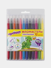 Фломастеры ЮНЛАНДИЯ 12 цв., "ЗООПАРК", трехгранные, вентилируемый колпачок, 151425