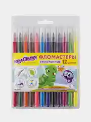 Фломастеры ЮНЛАНДИЯ 12 цв., "ЗООПАРК", трехгранные, вентилируемый колпачок, 151425