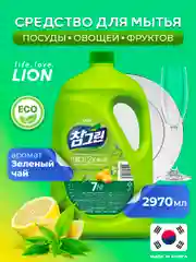 LION Chamgreen Ср-во д/мытья посуды, овощей, фруктов и детской посуды Зеленый чай 3000мл