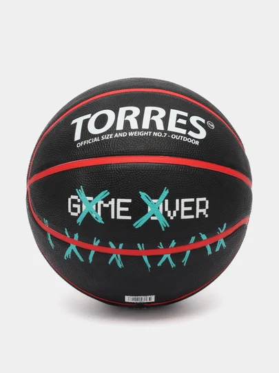 Красный мяч баскетбольный TORRES GAME OVER, размер 7