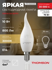 Лампочка светодиодная Thomson TH-B2029 10 Вт, E14, свеча на ветру, 3000K, теплый свет