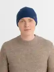 Синий шапка мужская удлиненная, с утеплителем, вязаная