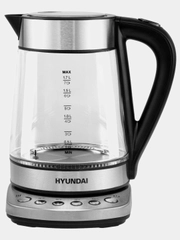 Чайник электрический Hyundai HYK-G3026, 2200Вт, серебристый и черный
