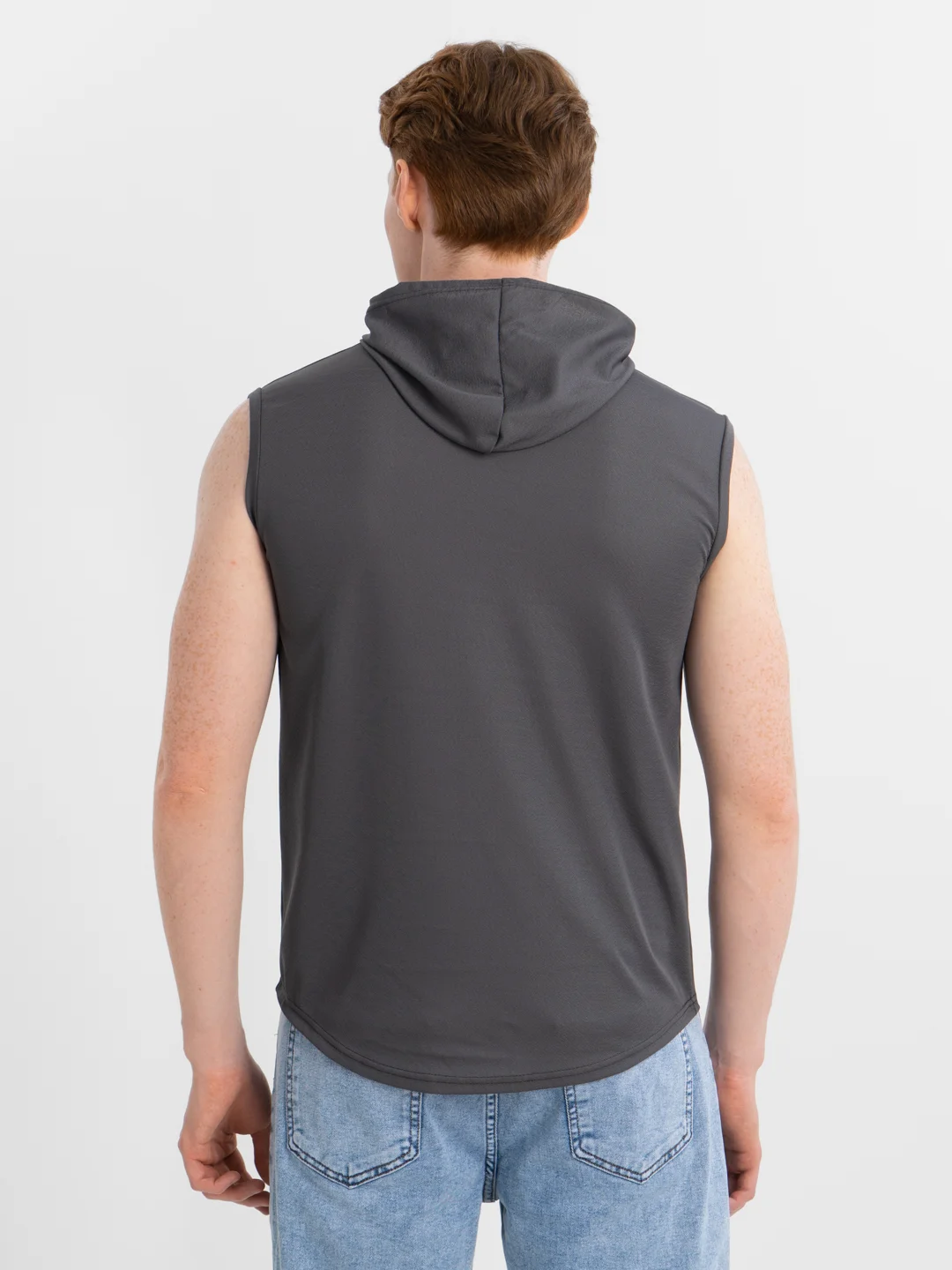 Trend D / Футболка мужская серая с капюшоном Unisex