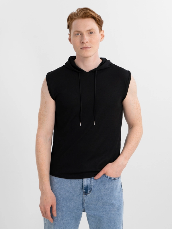 Trend D / Футболка мужская черная с капюшоном Unisex