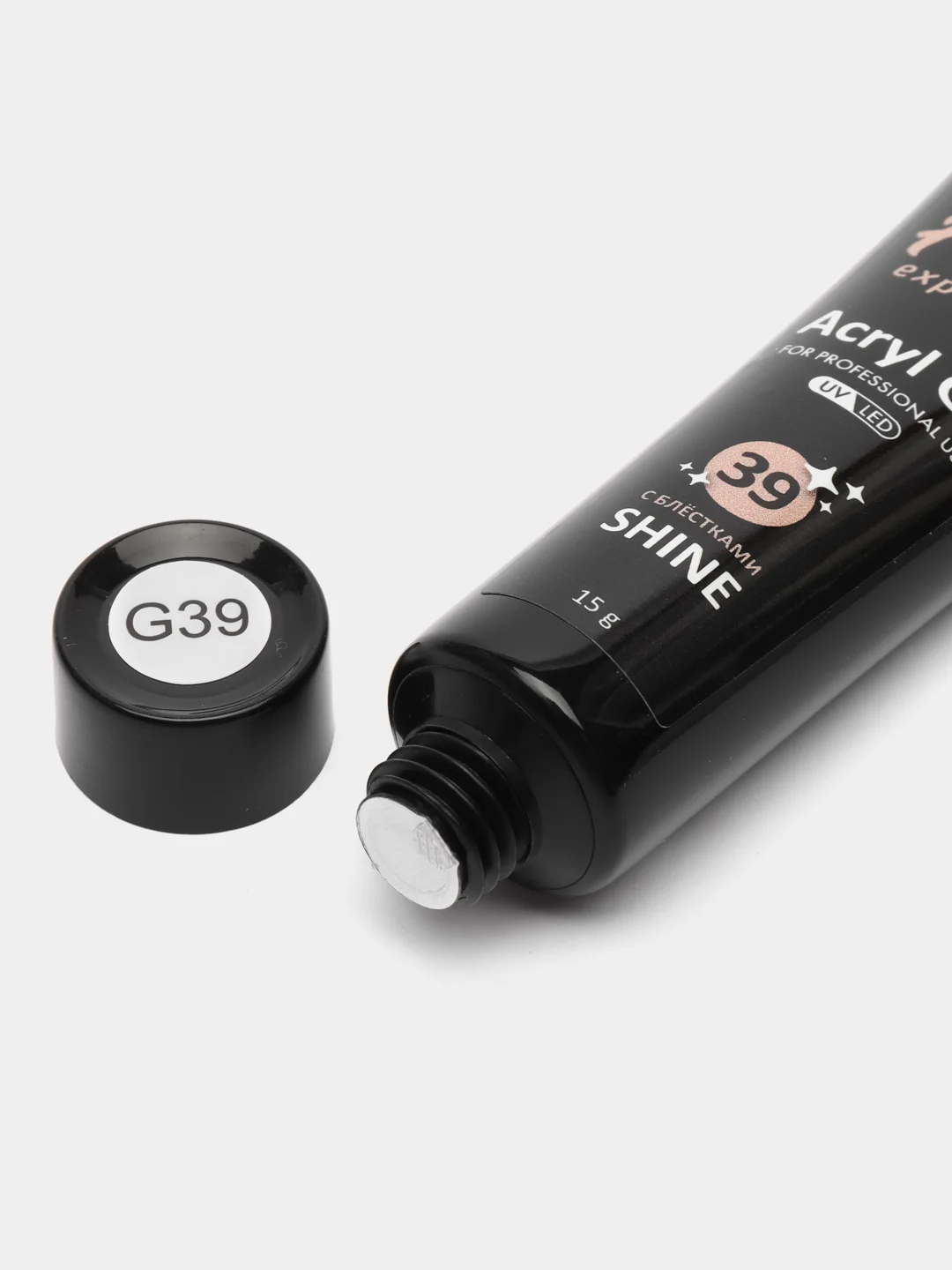 Золотой акрил-гель (Acryl gel) полигель FOXY EXPERT для наращивания ногтей с шиммером
