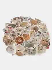 Бежевый стикеры мемы "Котики", 50 шт