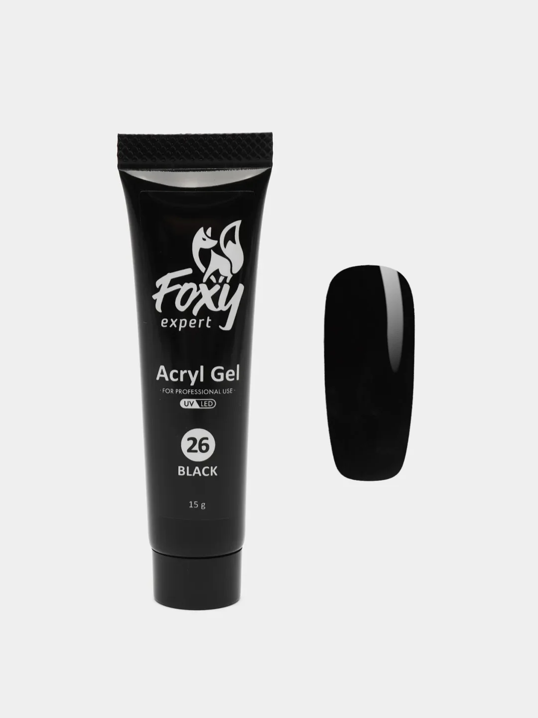 Черный акрил-гель (Acryl gel) полигель FOXY EXPERT, для наращивания ногтей, цветной