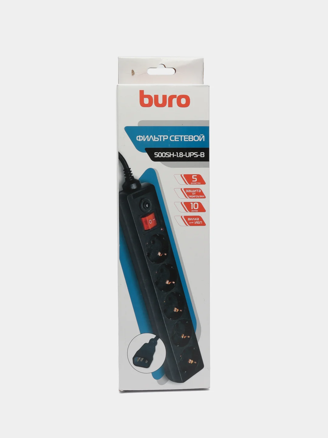 Белый сетевой фильтр Buro 500SH, IEC320, 1.8 м
