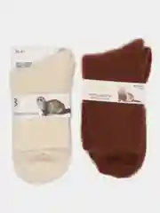 Коричневый термоноски женские короткие из норки, 2 пары