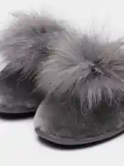 Серый тапочки домашние из натуральной овчины
