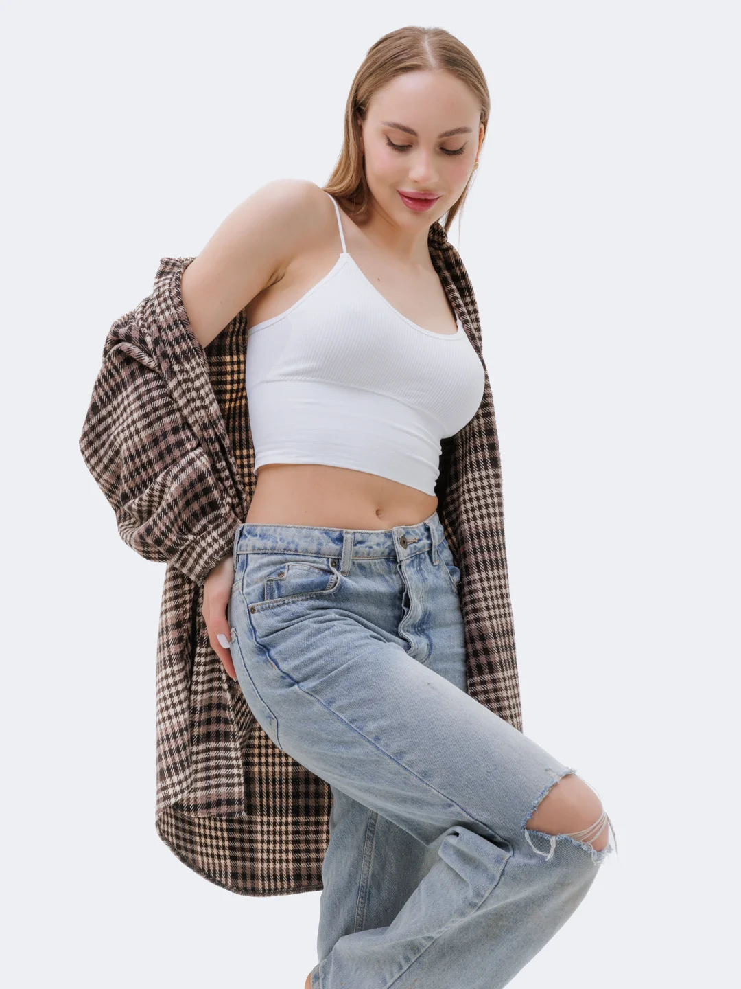 Белый базовый топ в рубчик 40-42 (S-XS)