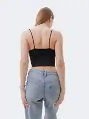 Черный базовый топ в рубчик 40-42 (S-XS)
