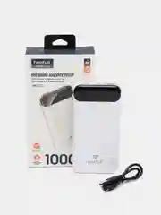 Белый внешний аккумулятор, 10000 мАч, USB Type-A/Type-C, повербанк, Power Bank