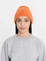 Оранжевый шапка вязаная, женская, зимняя
