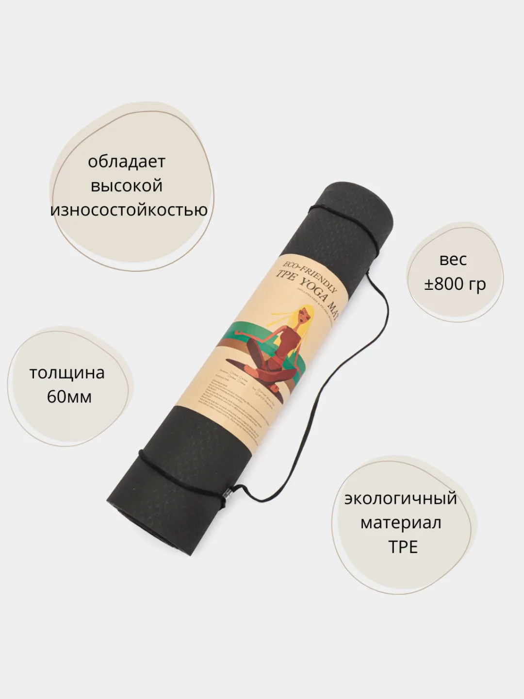Черный коврик для йоги и фитнеса, нескользящий, спортивный, гимнастический коврик для тренировок