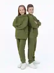 Приглушённый хаки костюм для мальчика, для девочки Утенок, флисовый