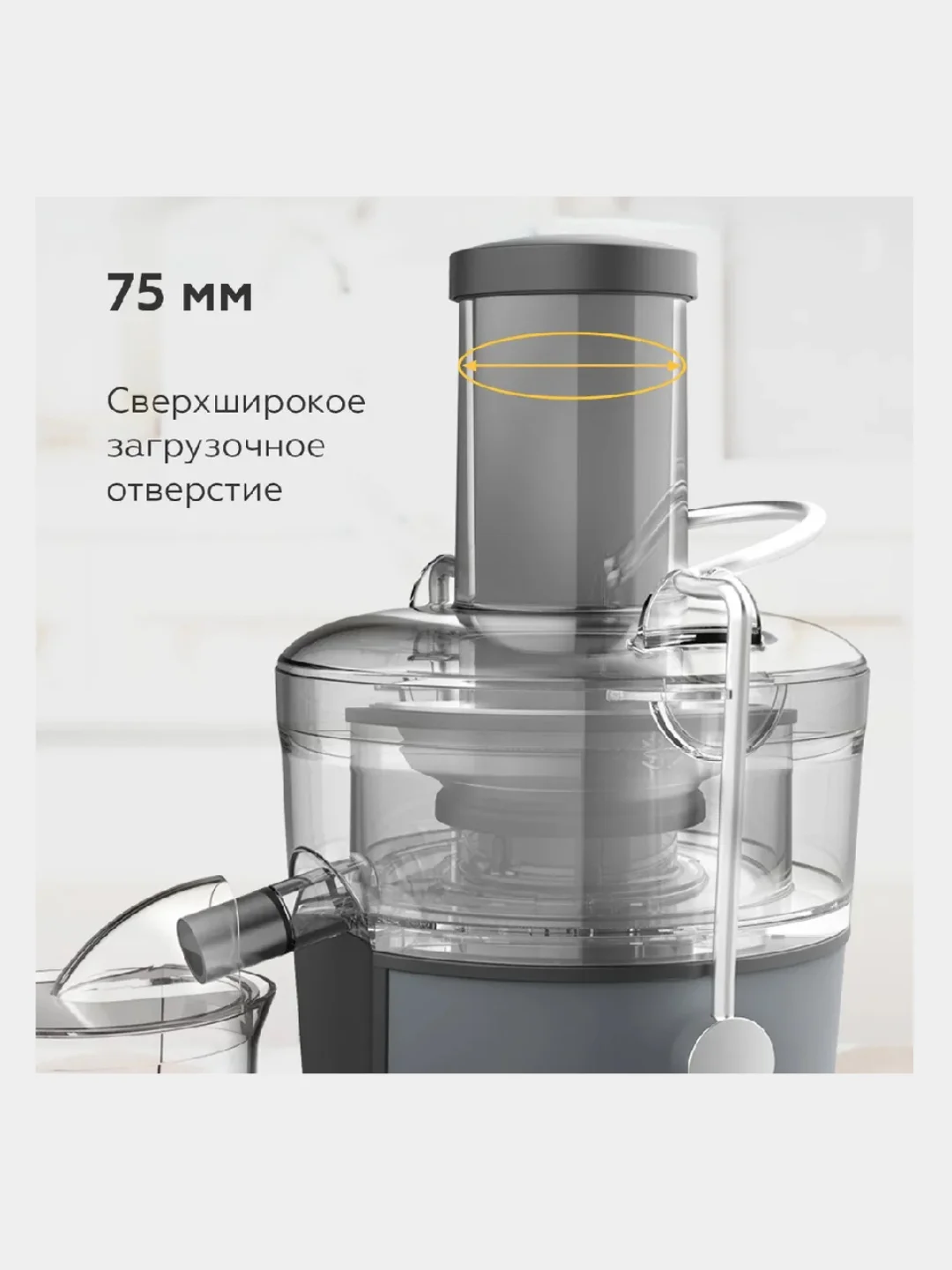 Серый соковыжималка центробежная BQ J1008, ДЛЯ МЯГКИХ ЯГОД И ТВЁРДЫХ ПЛОДОВ, 2 СКОРОСТИ