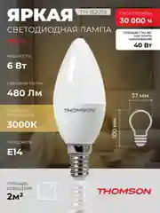 Лампочка светодиодная THOMSON TH-B2013 6 Вт, E14, свеча, 3000K теплый белый свет