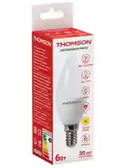 Лампочка светодиодная THOMSON TH-B2013 6 Вт, E14, свеча, 3000K теплый белый свет