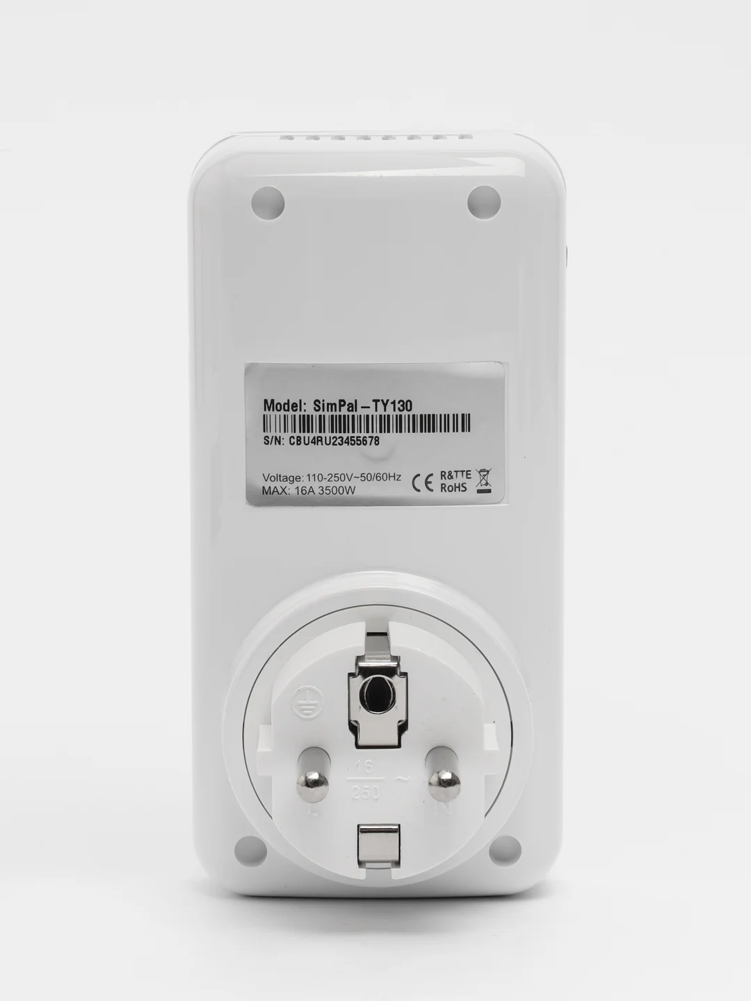 Умная розетка Simpal TY130 с модулем WIFI, датчиком температуры, таймером, расписанием