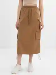 Горчичный юбка карго, с карманами