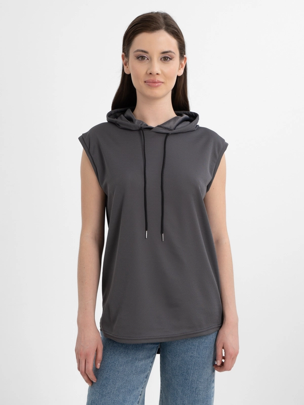 Trend D / Футболка женская серая с капюшоном Unisex