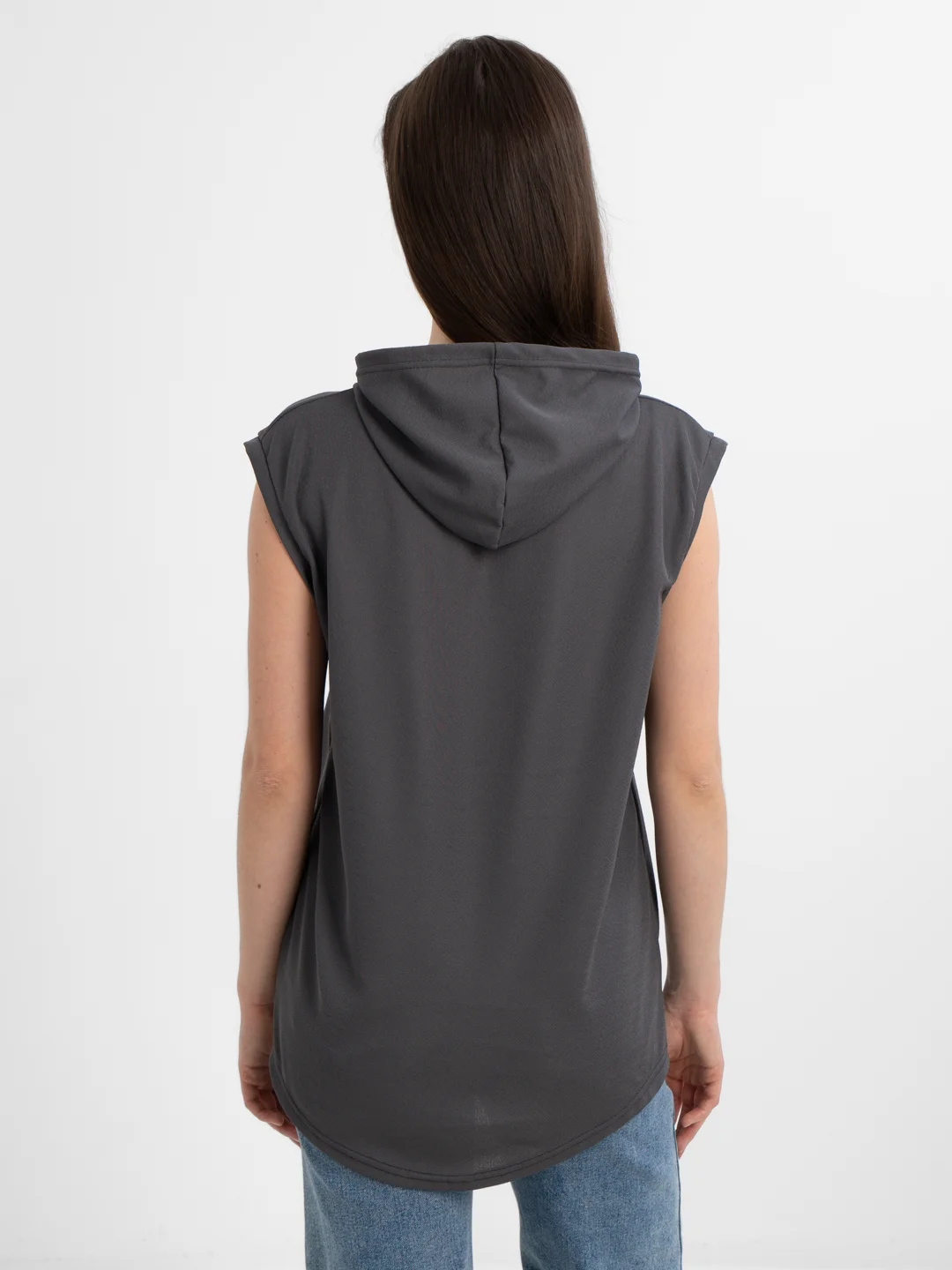 Trend D / Футболка женская серая с капюшоном Unisex