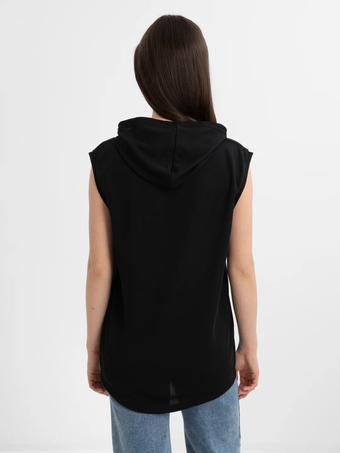 Trend D / Футболка женская черная с капюшоном Unisex