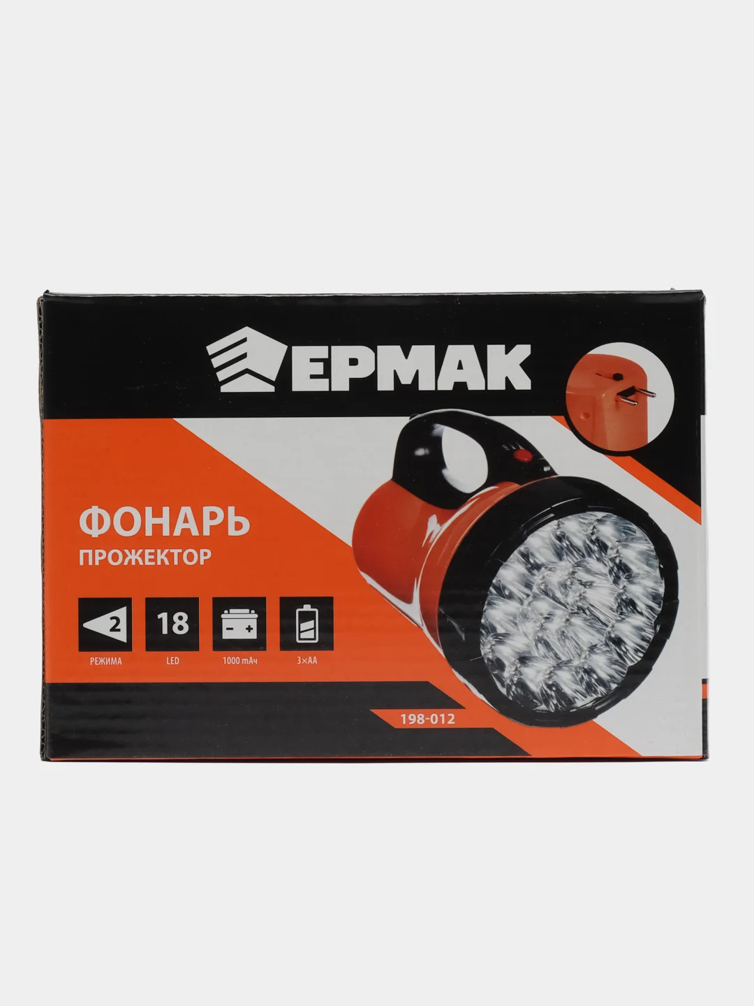 Фонарь-прожектор ЕРМАК, 18 LED, пластик, 3 x АА, 220В, 17 x 11 см