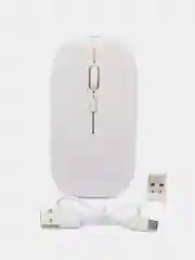 Белый компьютерная мышь бесшумная, беспроводная, оптическая, RGB-подсветка, 800-1600 DPI