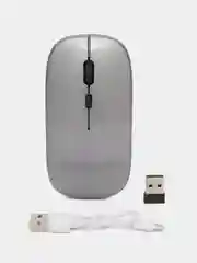 Тёмно-серый компьютерная мышь бесшумная, беспроводная, оптическая, RGB-подсветка, 800-1600 DPI