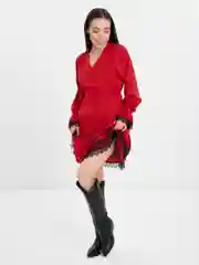 Красный платье женское с рюшами