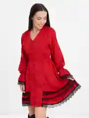 Красный платье женское с рюшами