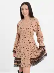Карамельный платье женское с рюшами