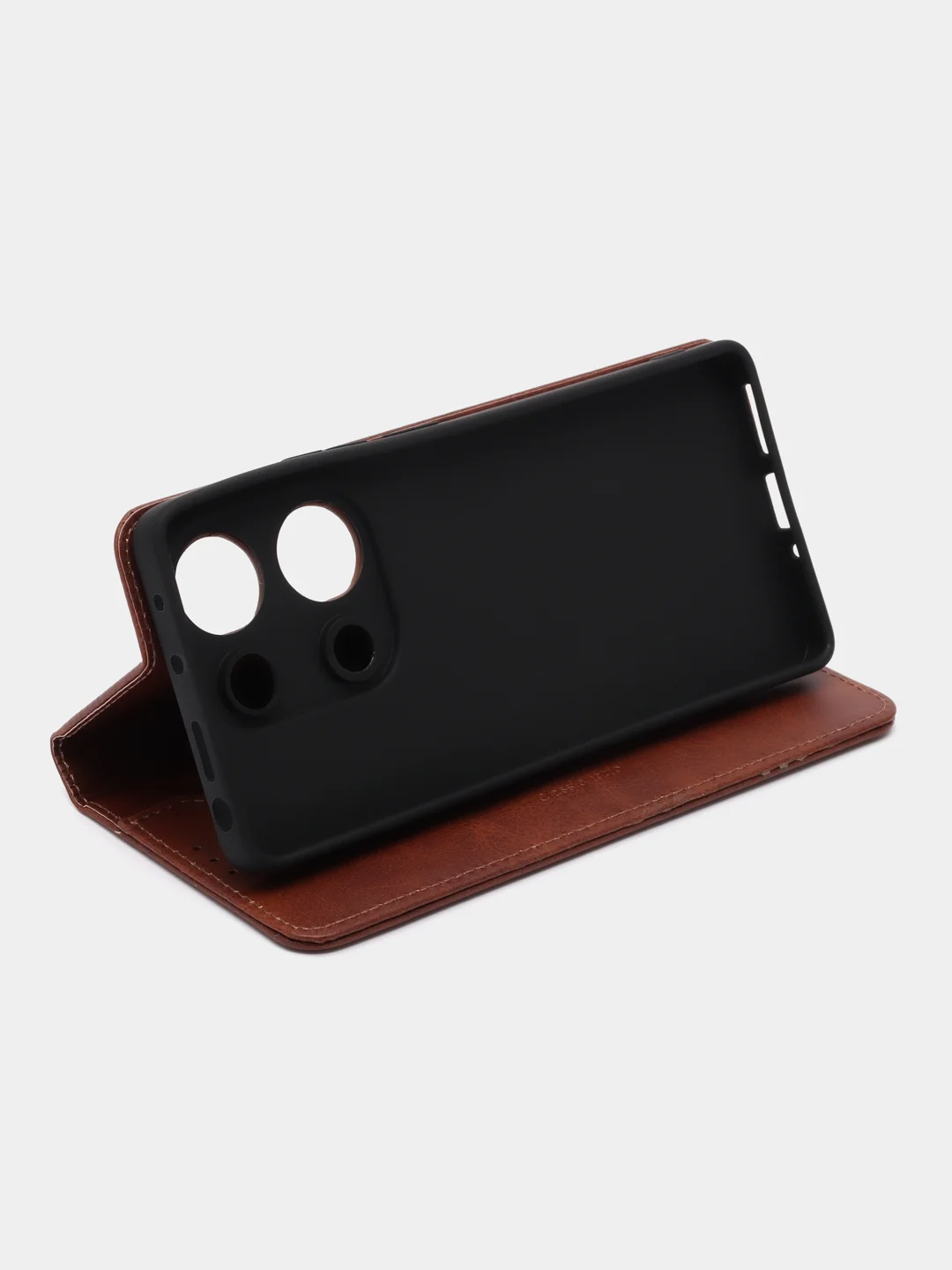 Коричневый чехол-книжка для  Redmi Note 13 Pro 4G (Редми  Ноут 13 Про)  из Эко кожи