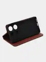 Коричневый чехол-книжка для  Redmi Note 13 Pro 4G (Редми  Ноут 13 Про)  из Эко кожи
